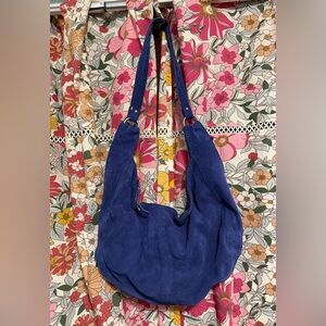 Free People Roma Suede Tote Bag Metro Blue